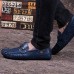 Men's Spring / Summer / Fall / Winter Round Toe Leather Casual Flat Heel Slip-on Black / Blue / White  